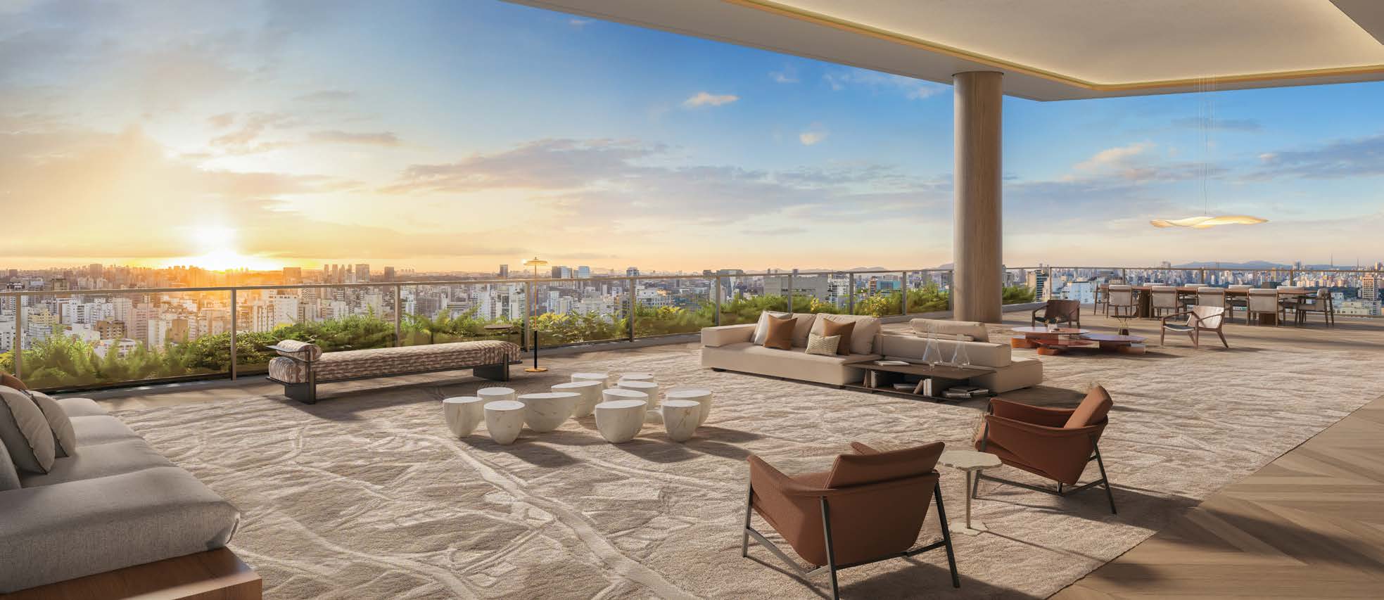Living da unidade de 345 m² — Torre 2 — La Galerie, Moema