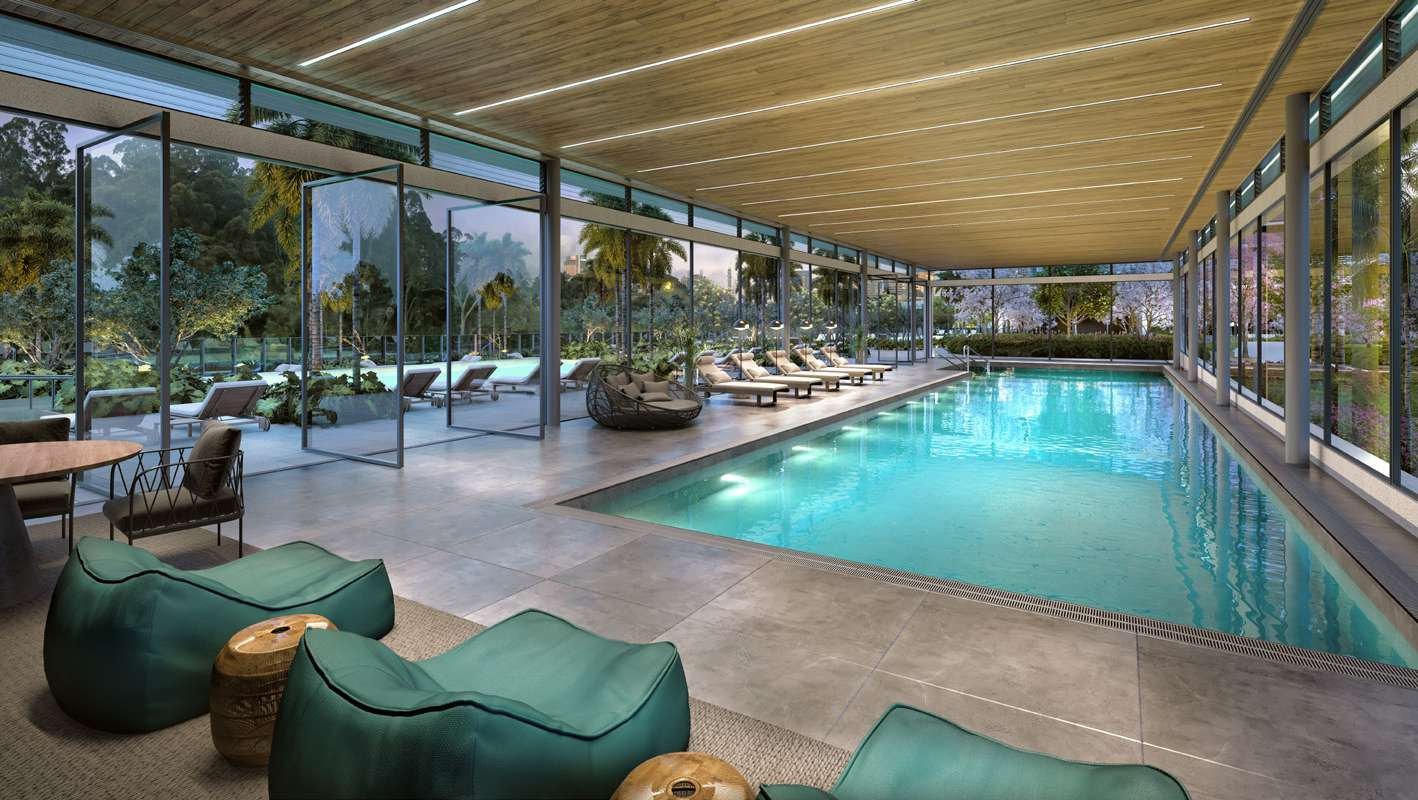 Piscina coberta e climatizada — Parque Global, São Paulo