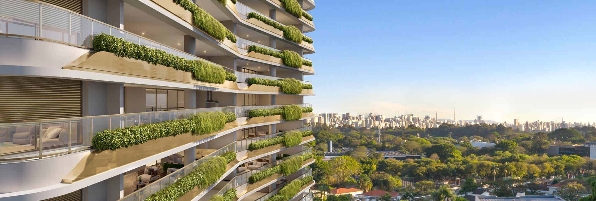 Vista aérea com varandas ajardinadas — Saffire by Elie Saab, Ibirapuera