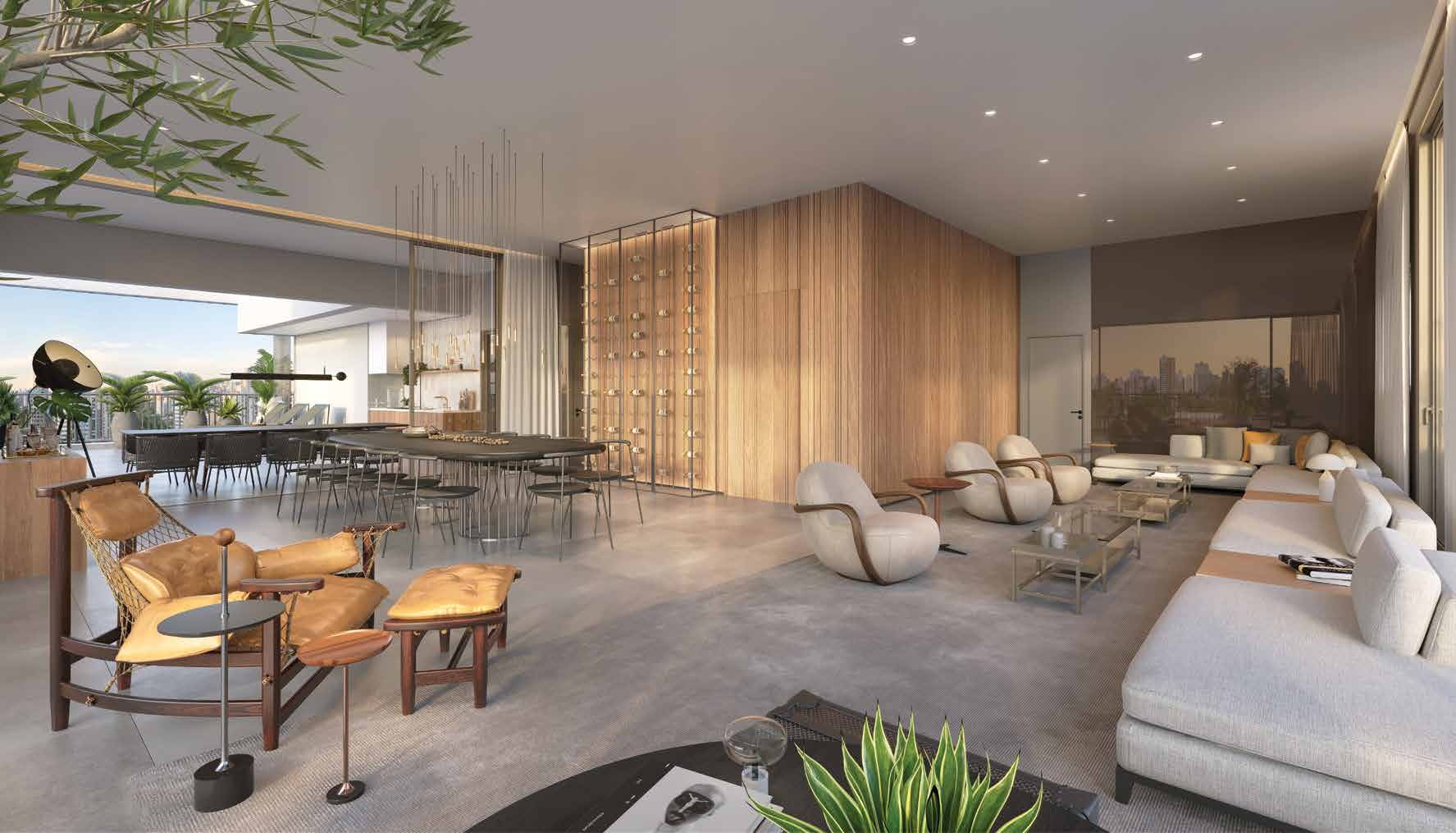 Living do penthouse de 520 m² — Lindenberg Vista Brooklin, São Paulo