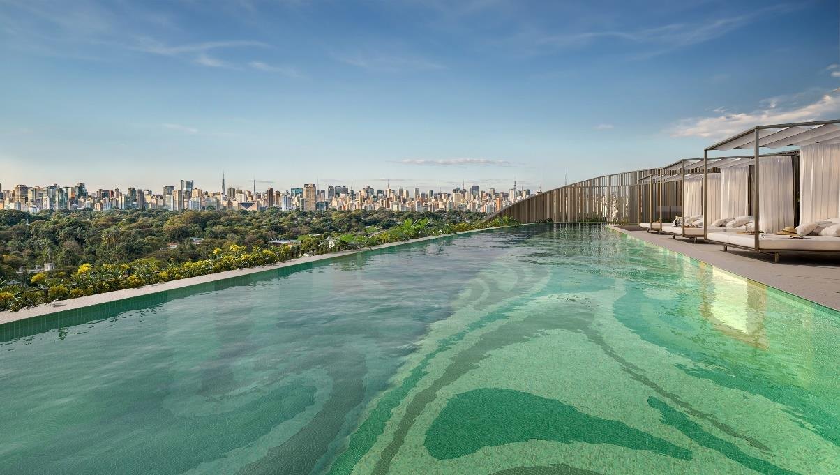 Piscina descoberta com vista panorâmica — 280 Art Boulevard, São Paulo