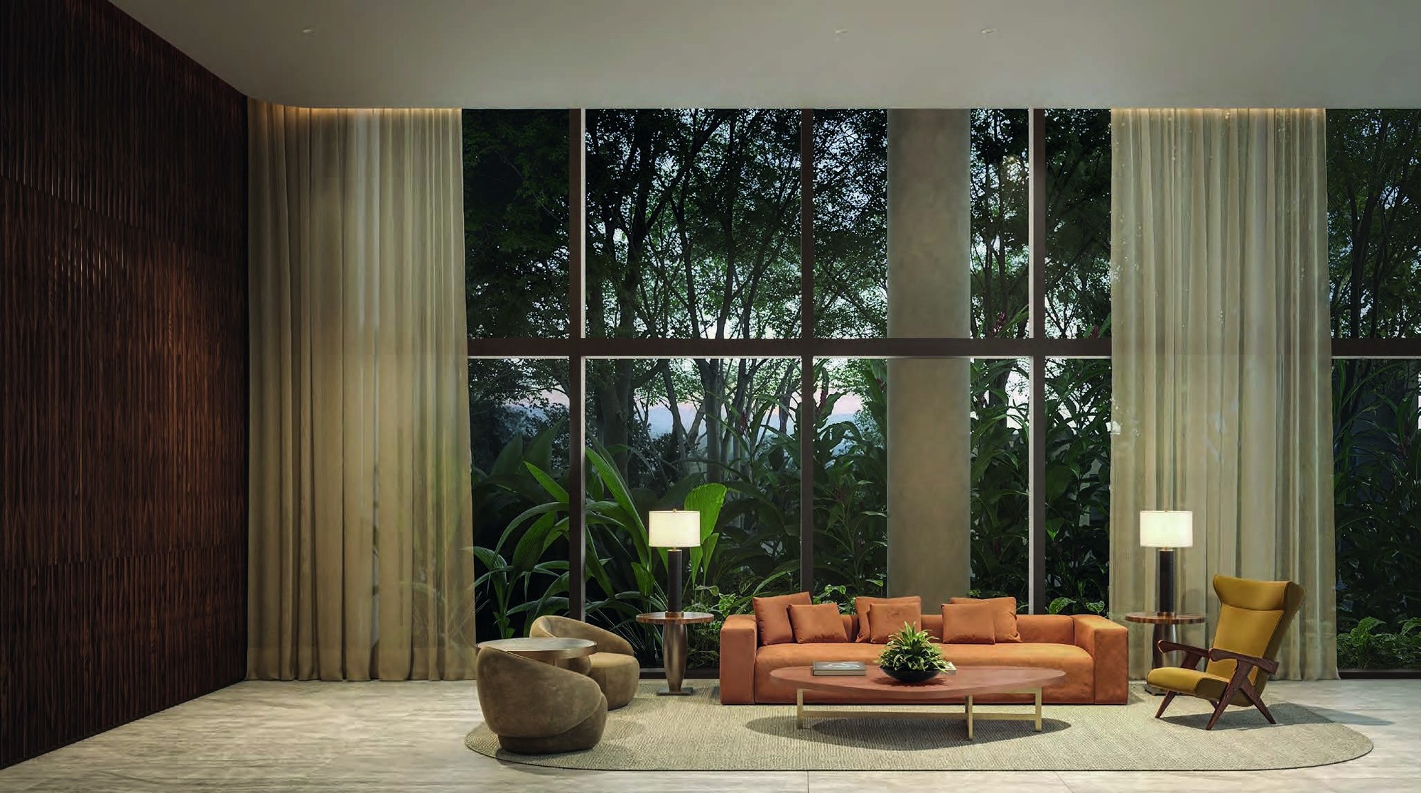 Lounge social com jardim — Lindenberg Moema, São Paulo